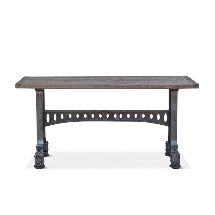 World Interiors - Sterling 66" Console Table in Cast Iron and  Teak