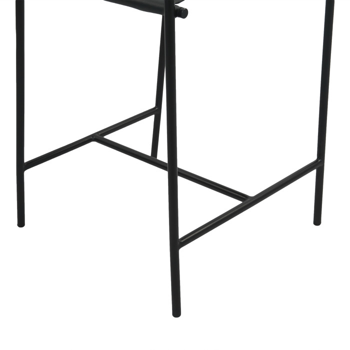 World Interiors - Sutton 20" Counter Armchair in Black Leather and Iron