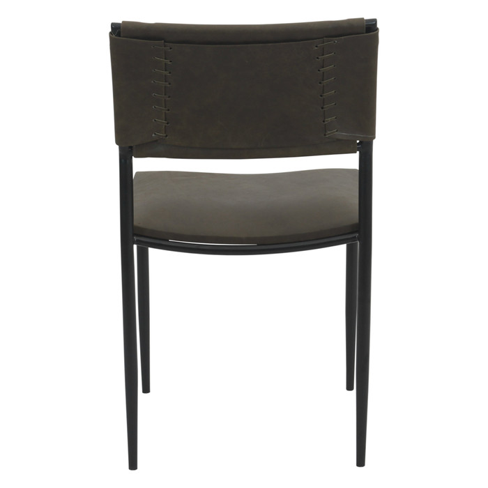 World Interiors - Sutton 18" Dining Chair Olive Green Leather and Iron