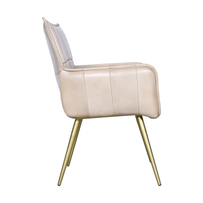 World Interiors - Thorpe Surrey Armchair in in Antique Ivory Leather and Gold Legs