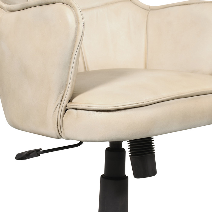 World Interiors - Thorpe Swivel Desk Chair in Antique Ivory Leather