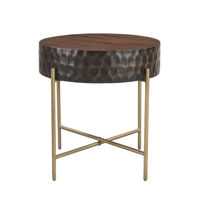 World Interiors - Vallarta 24" Side Table in Mango Wood and Iron with Two Toned Finish