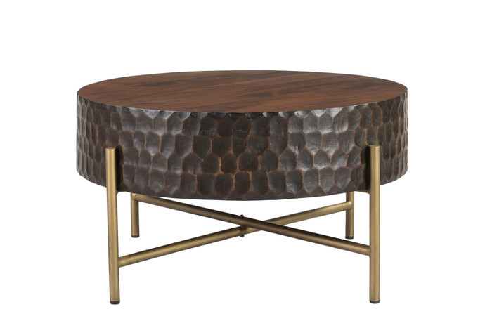 World Interiors - Vallarta 34" Carved Coffee Table in Mango Wood with Two Toned Finish