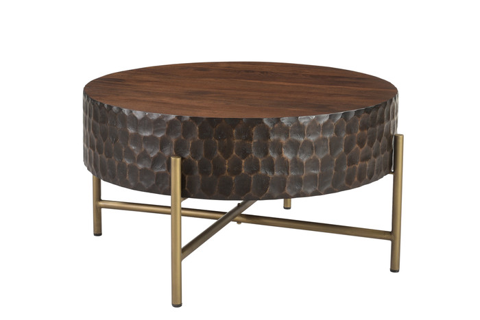 World Interiors - Vallarta 34" Carved Coffee Table in Mango Wood with Two Toned Finish