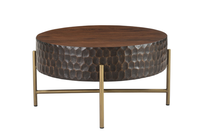 World Interiors - Vallarta 34" Carved Coffee Table in Mango Wood with Two Toned Finish