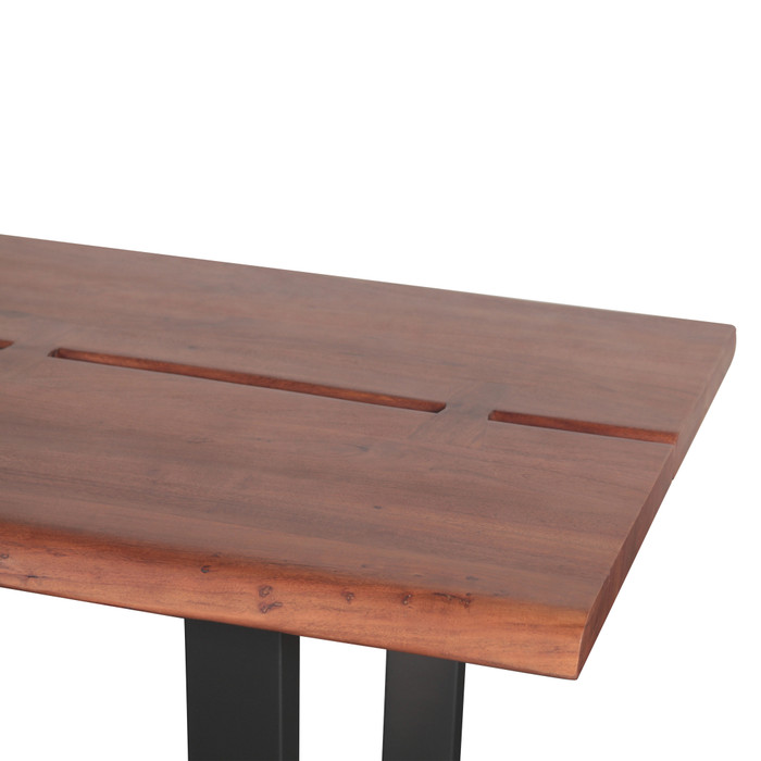 World Interiors - Yarrow 79" Dining Table in Light Sequoia with Gunmetal Legs