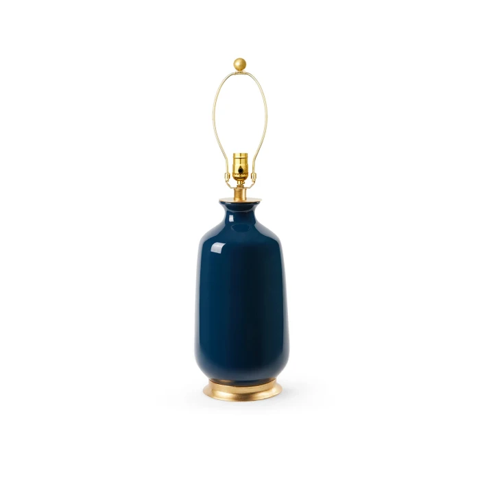 Villa & House - Carolyn Lamp with 17" White Linen Shade - Navy Blue
