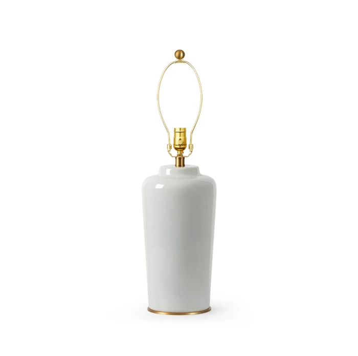 Villa & House - Draper Lamp with 17" White Linen Shade - Graphite Glow
