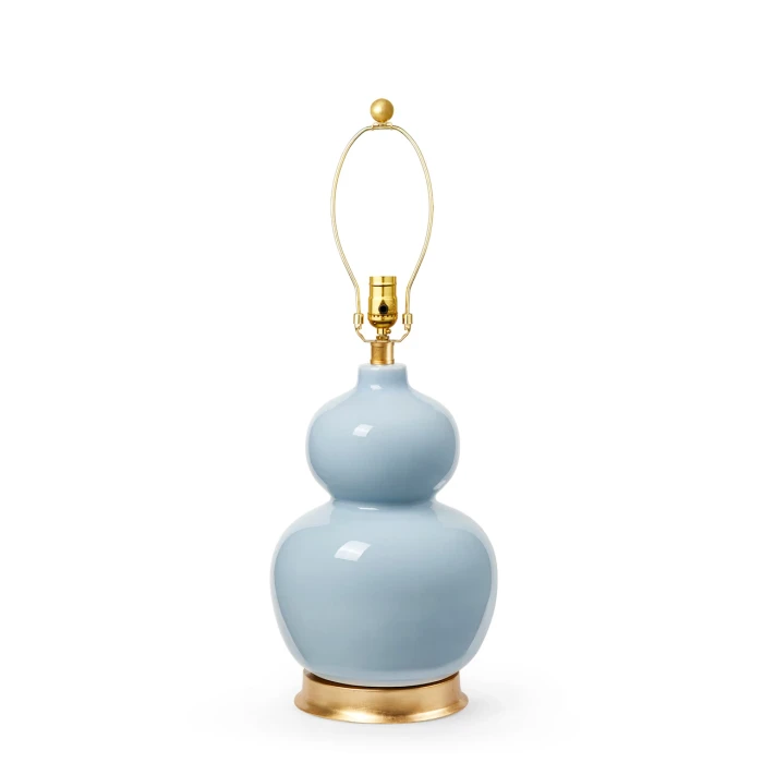 Villa & House - Jade Porcelain Lamp with 17" White Linen Shade - Periwinkle Blue