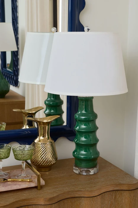Villa & House - Jesse Lamp with 16" White Linen Shade - Sherwood Forest