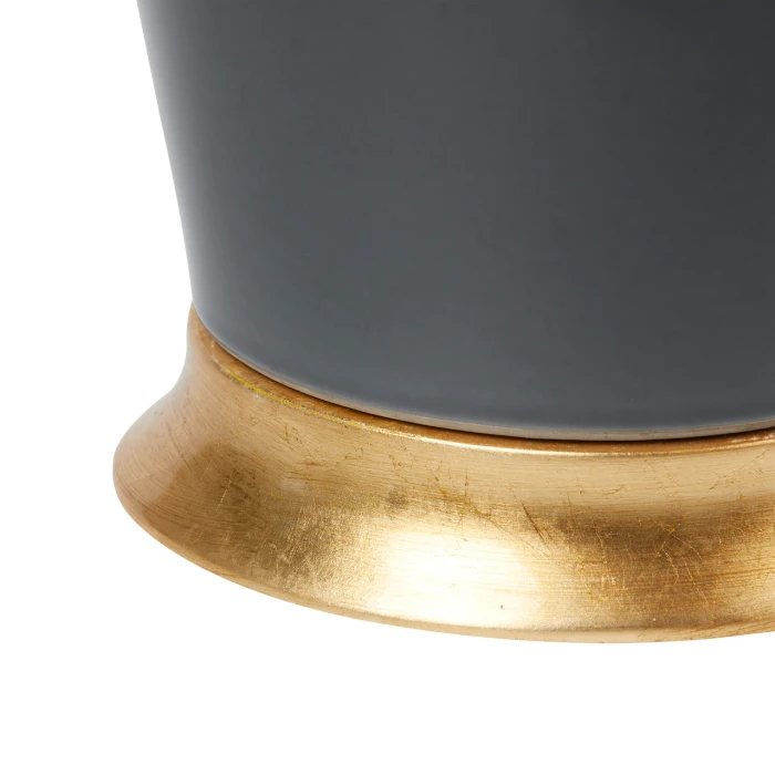 Villa & House - Kylie Lamp with 17" White Linen Shade - Stormy Gray