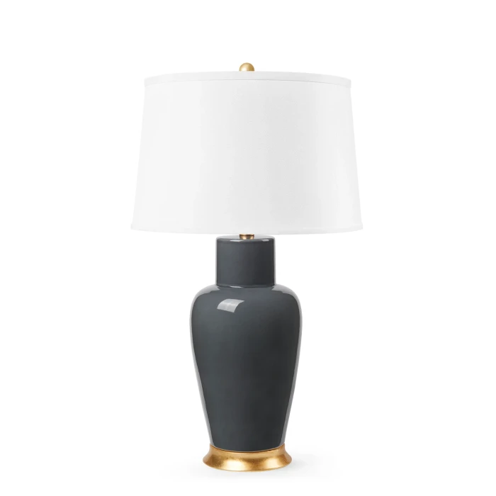 Villa & House - Kylie Lamp with 17" White Linen Shade - Stormy Gray