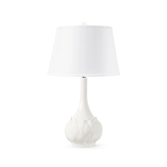 Villa & House - Lotus Lamp with 16" White Linen Shade - Cloud Nine