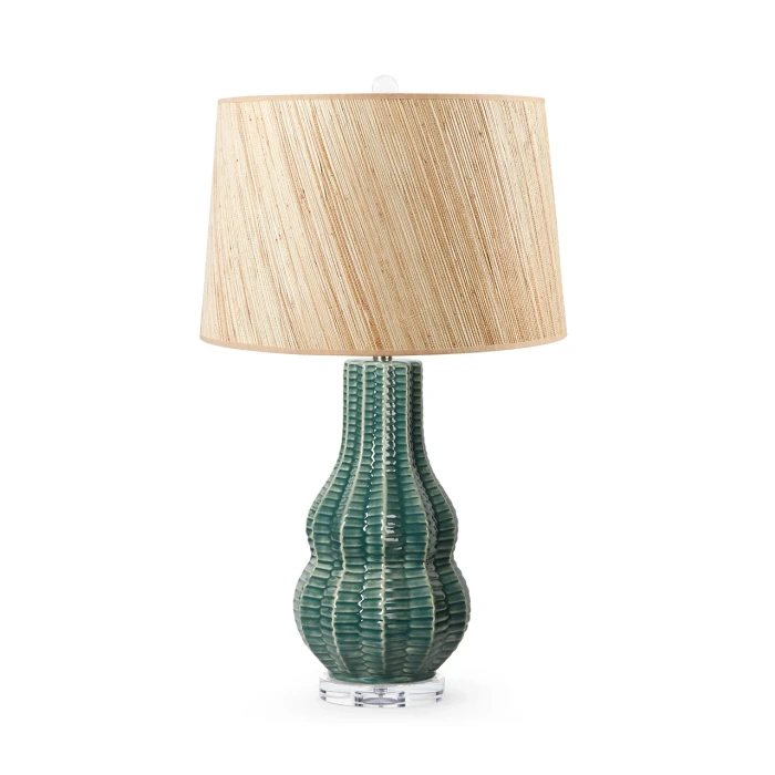 Villa & House - Quinn Lamp with 17" Papyrus Shade - Veridian Green