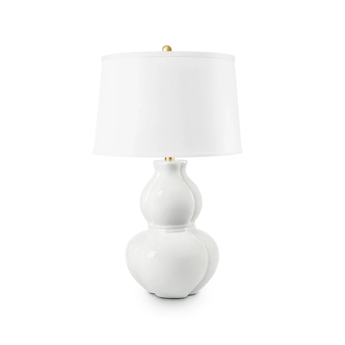 Villa & House - Sandar Lamp with 17" White Linen Shade - Coconut