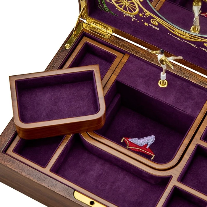 WOLF Ballet Musical Jewelry Box - Cinderella Walnut Wood