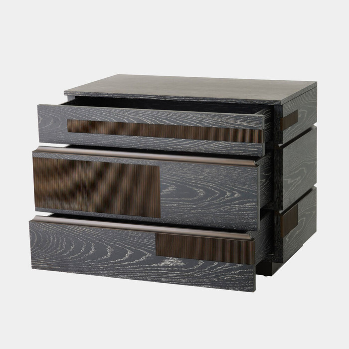 Global Views Brazil Chest - Black Cerused Oak & Bronze