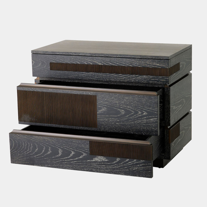 Global Views Brazil Chest - Black Cerused Oak & Bronze