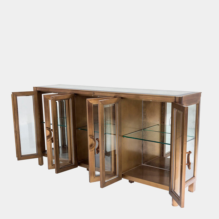 Global Views Apothecary Console Cabinet - Brass & Antiqued Mirror
