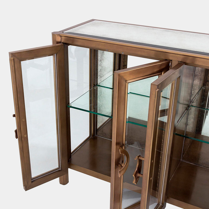 Global Views Apothecary Console Cabinet - Brass & Antiqued Mirror