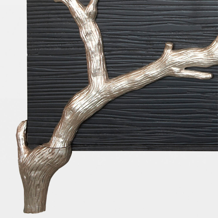 Global Views Branch Media Cabinet - Black Hand-Carved Mango Wood & Cast Aluminum