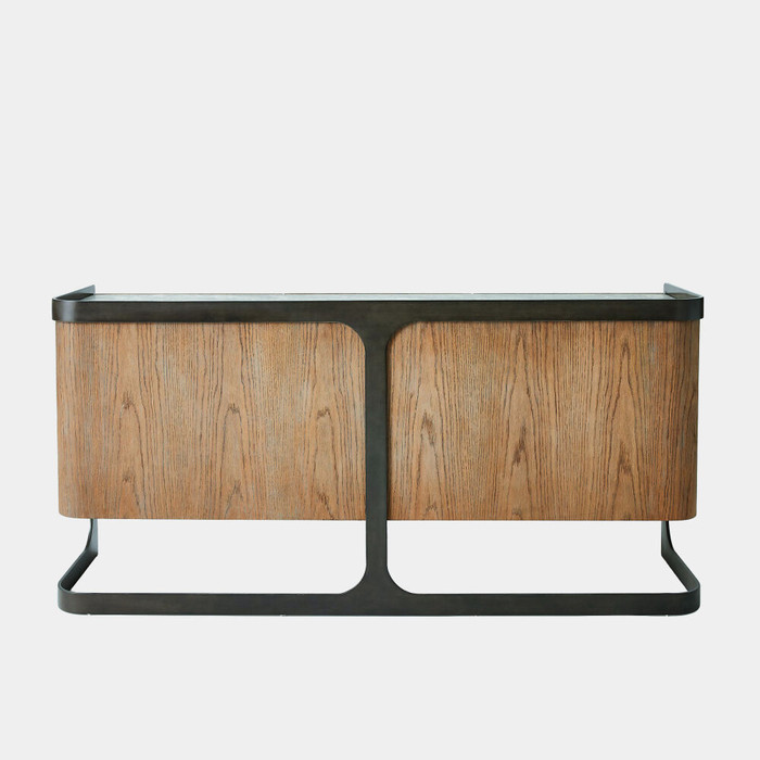 Global Views Element Media Cabinet - American Oak & Spanish Marble