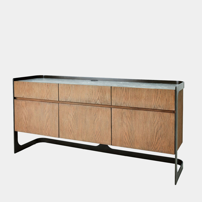 Global Views Element Media Cabinet - American Oak & Spanish Marble