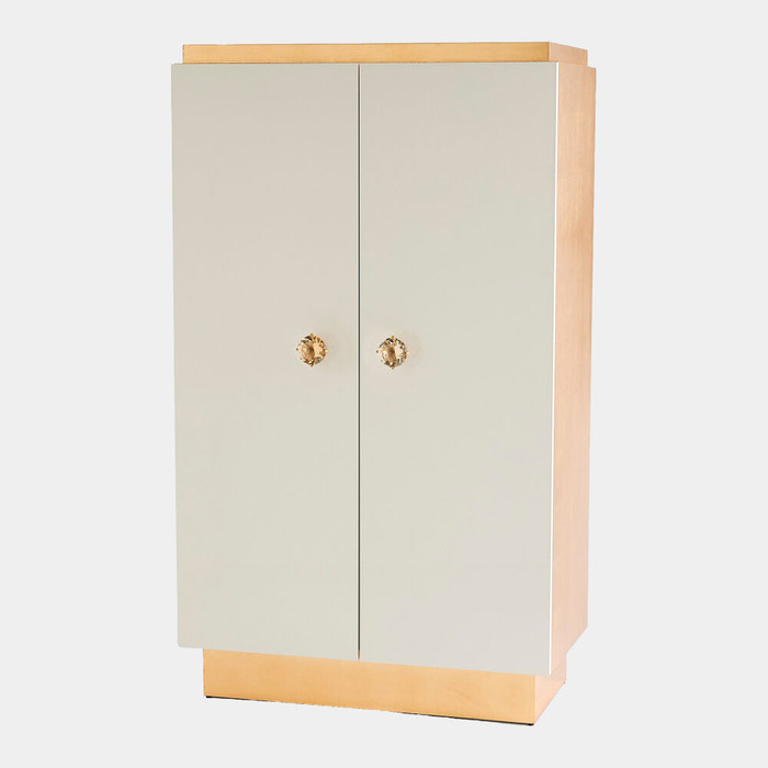Global Views London Tall Cabinet - White Lacquer & Gold Leaf