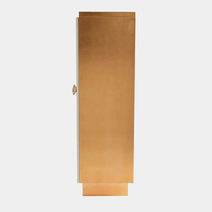 Global Views London Tall Cabinet - White Lacquer & Gold Leaf