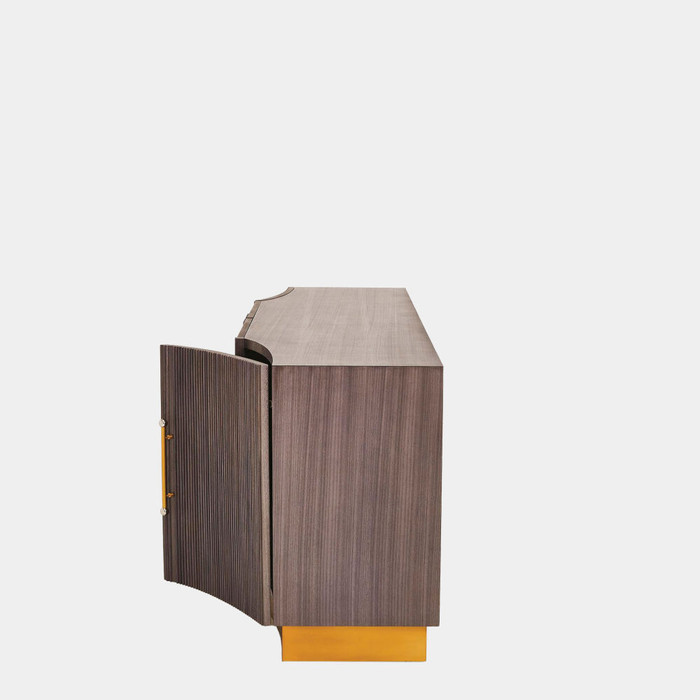 Global Views Mayfair Cabinet - Gray Stained Walnut & Brass
