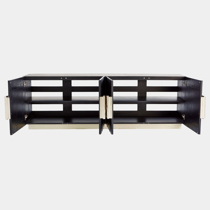 Global Views Pleated Media Cabinet - Black Onyx