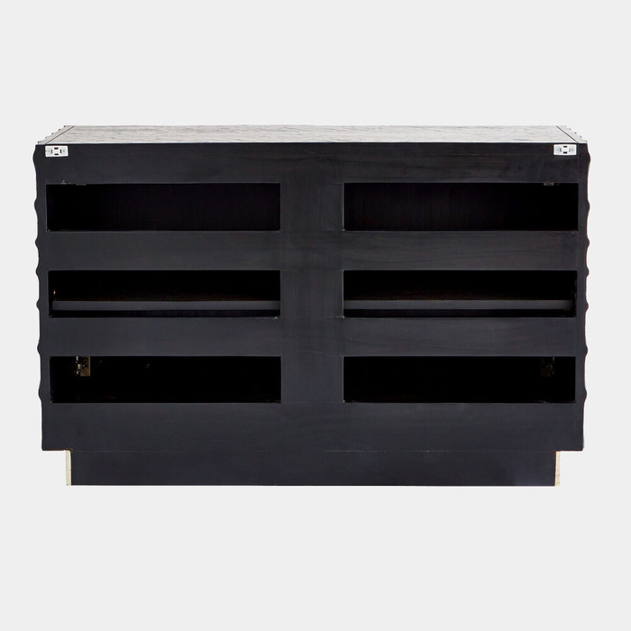 Global Views Pleated Two-Door Cabinet - Black Onyx