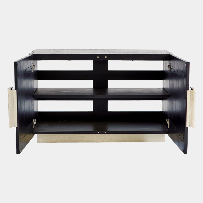 Global Views Pleated Two-Door Cabinet - Black Onyx