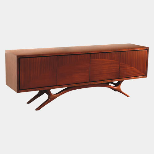Global Views Swoop Media Cabinet - Dark Brown Marapolan Wood