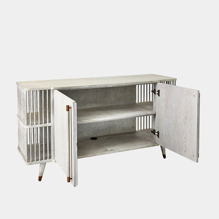 Global Views Arbor Media Cabinet - Whitewashed Oak