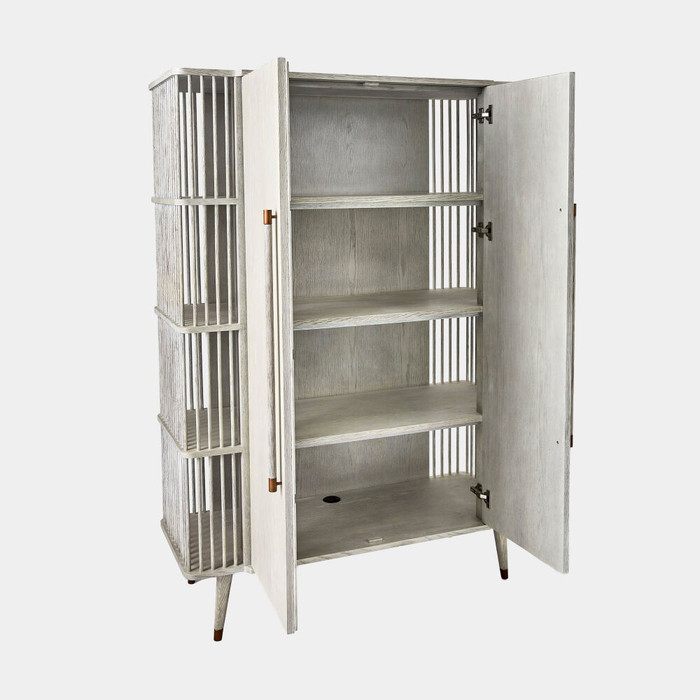 Global Views Arbor Tall Cabinet - Whitewashed Oak