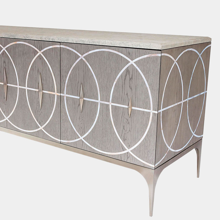 Global Views Holborn Collection Cabinet - Gray Oak & Mother-of-Pearl