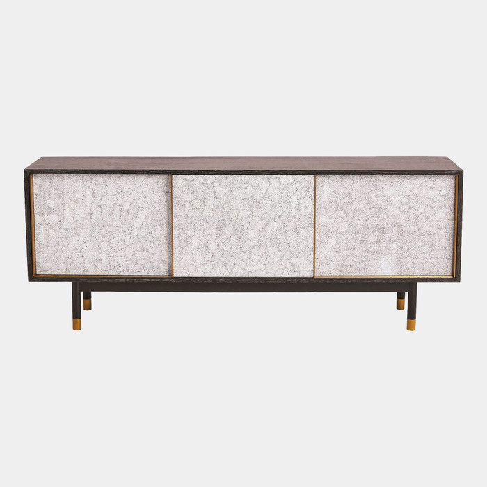 Global Views Ostara Media Cabinet - Black Cerused Oak & Eggshell