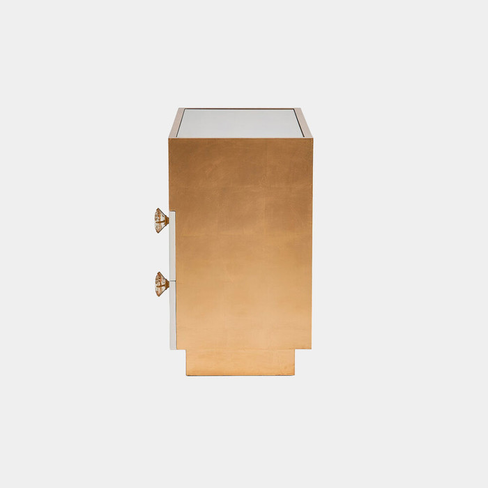 Global Views London Nightstand - White Lacquer & Gold Leaf