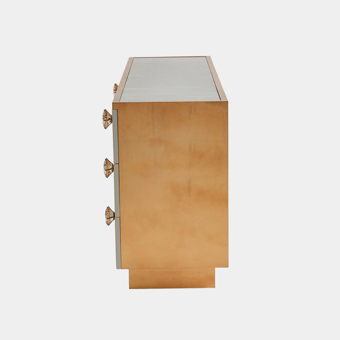 Global Views London Credenza - White Lacquer & Gold Leaf
