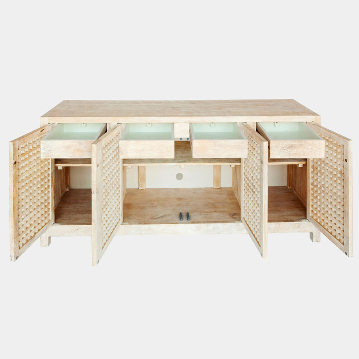 Global Views Driftwood Lattice Credenza - Washed Mango Wood