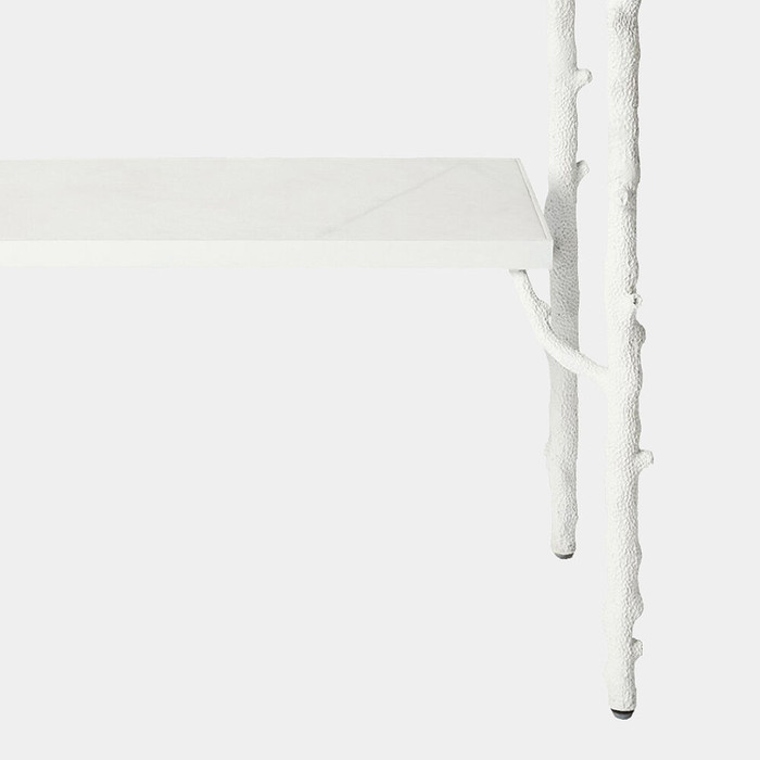 Global Views Coral Console Table - White Marble & Cast Iron