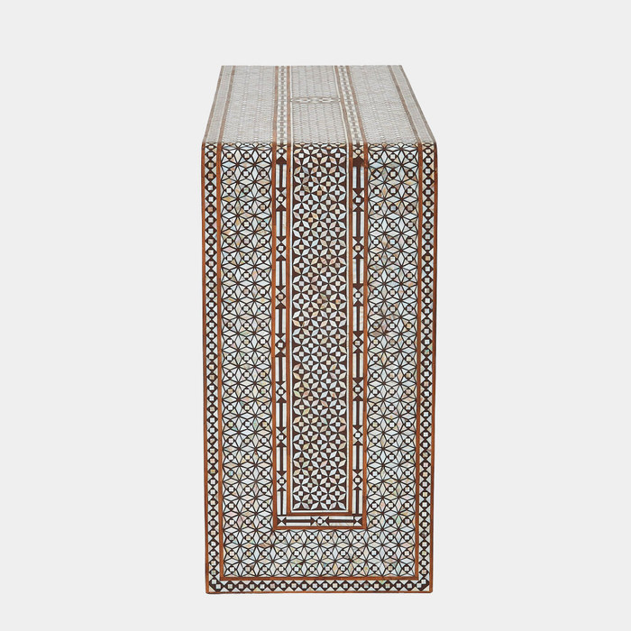 Global Views Aravalli Console Table - Mother-of-Pearl Inlay & Recycled Teak