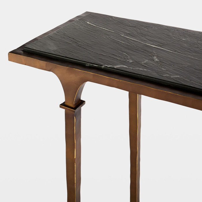Global Views Barras Console Table - Bronze, Brass & Black Marble