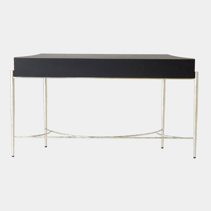 Global Views Breakfront Console Table - Black Oak & Nickel