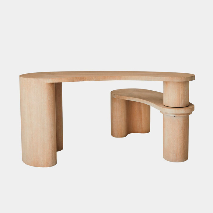 Global Views Casita Console Table - Natural Oak & Pivoting Double Level