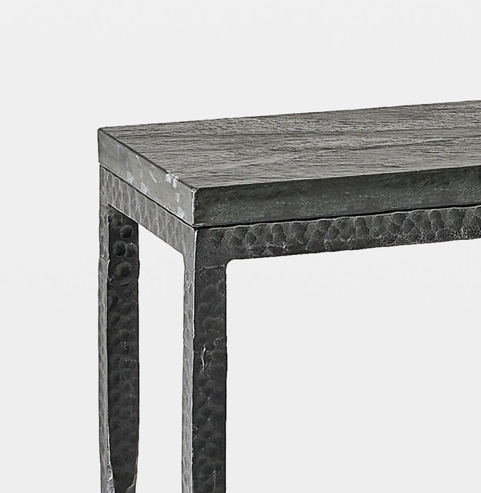 Global Views Forrester Console Table - Blackened Iron & Flamed Black Marble