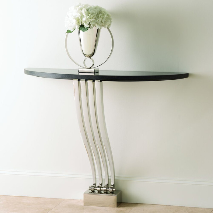 Global Views Graceful Console Table - Nickel & Black Granite
