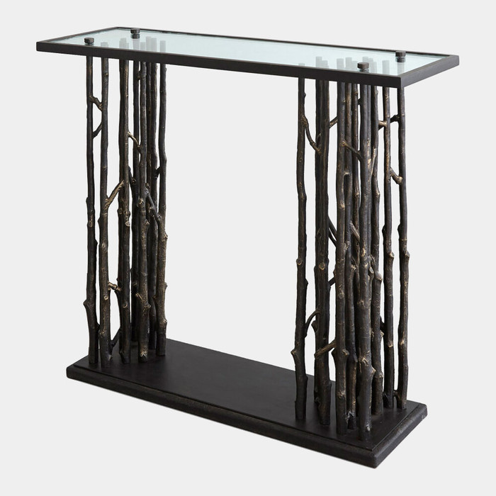 Global Views Grove Console Table - Bronze Cast Iron & Flamed Granite