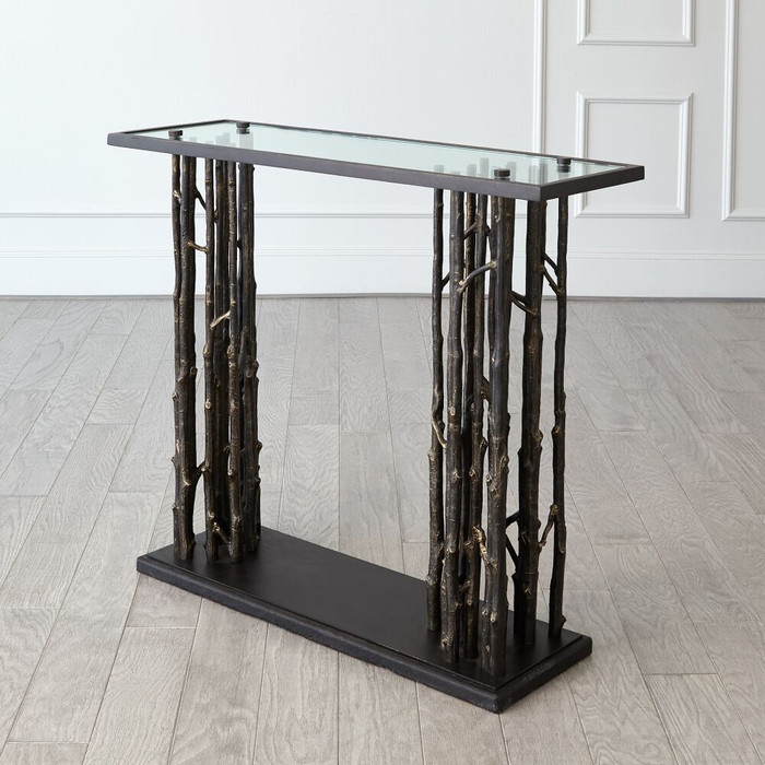 Global Views Grove Console Table - Bronze Cast Iron & Flamed Granite